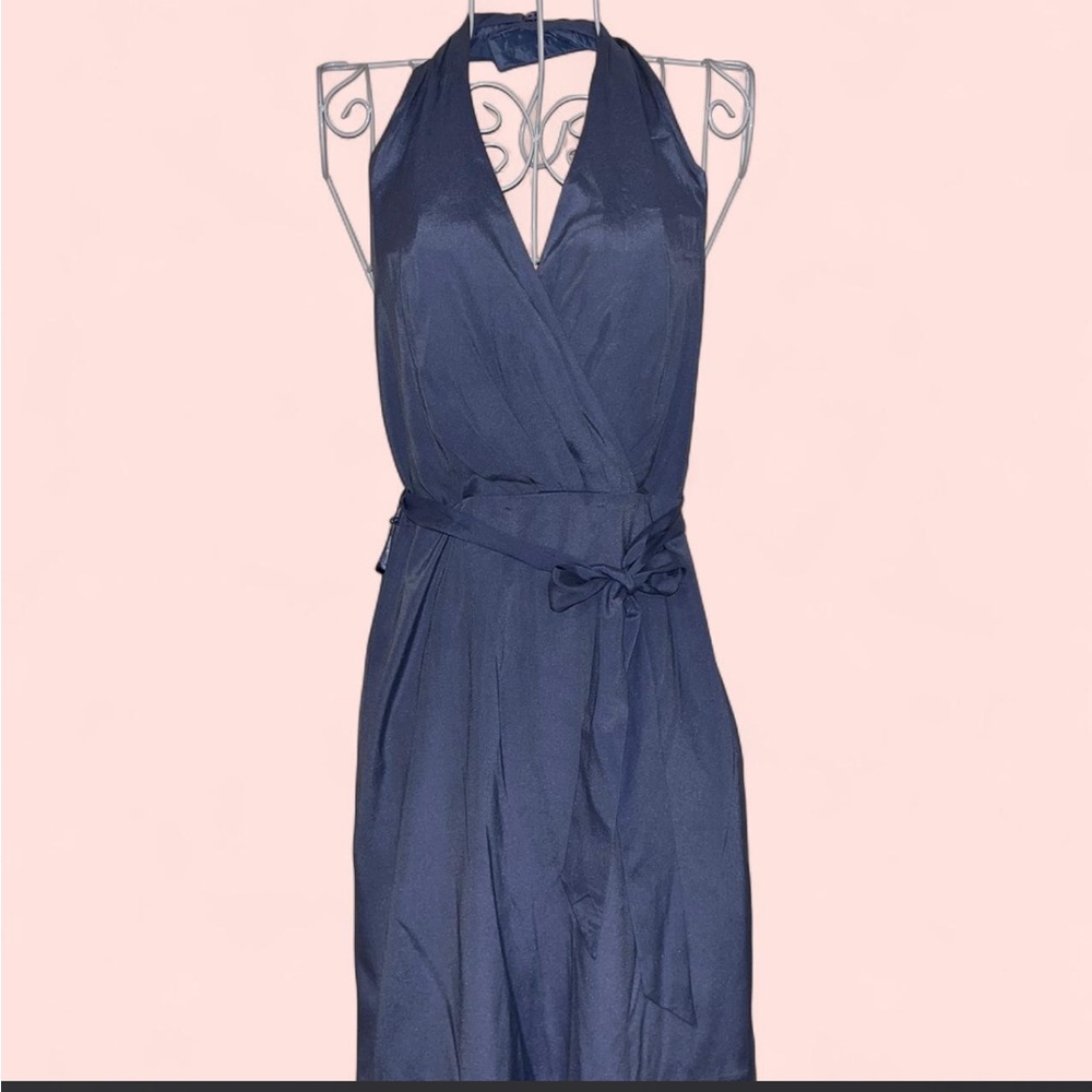 Ann Taylor Backless Halter Dress in Slate